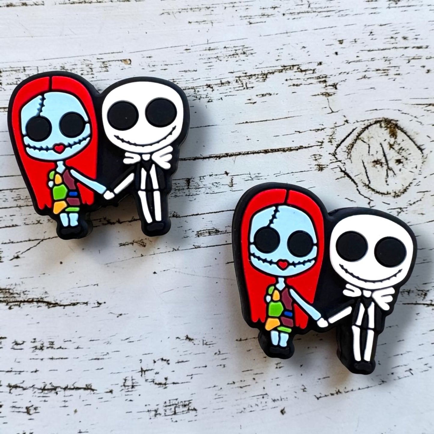h955- "Jack & Sally" Silicone Focal Bead for DIY Crafts (1 Count)