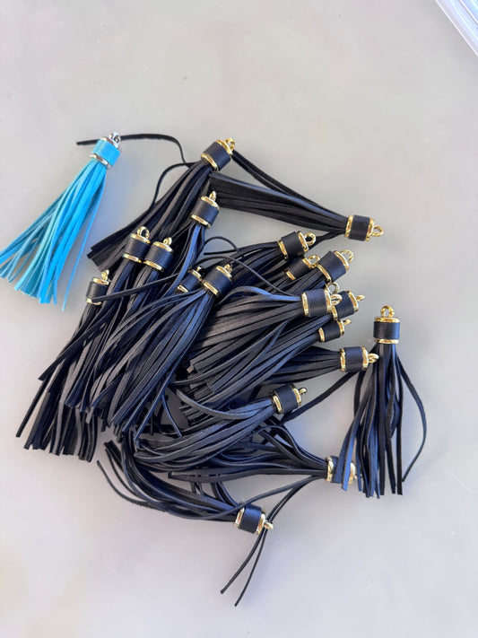 21 Large Faux Leather Tassels