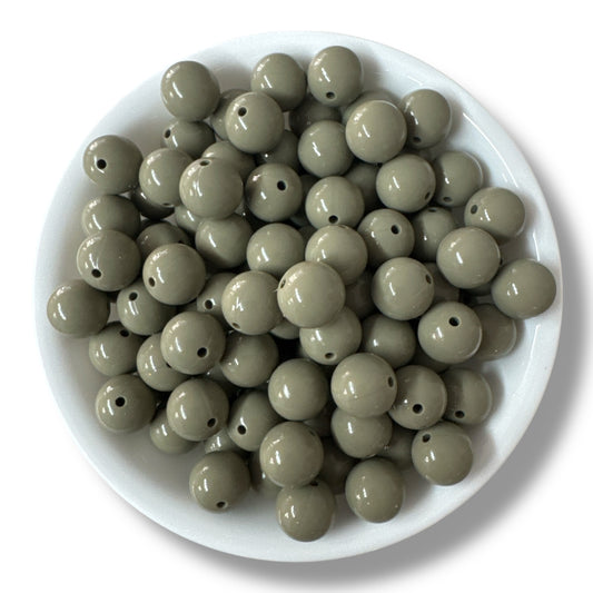 T249 - 15mm "Light Olive" Gloss Silicone Beads