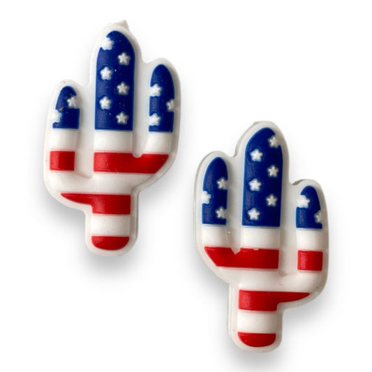 h878 - "Patriotic / Cactus"  Silicone Focal Bead (1 Count)