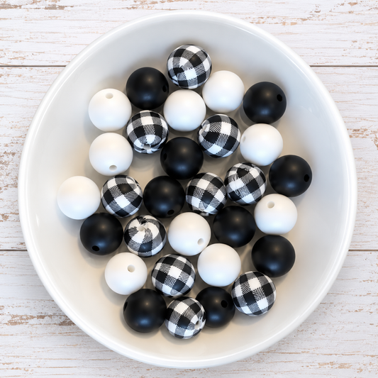 Plaid All Day (30 Count 15mm Silicone Bead Pack) – Ideal for Beadable Pens & Keychains