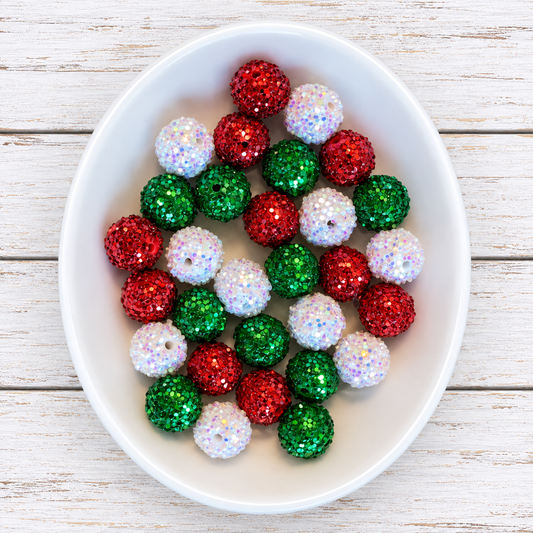 🎄✨ Christmas Sparkle – 30 Count Acrylic Bead Pack ✨🎄