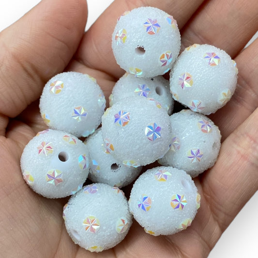 #1242 - 20mm "White Sugar Starburst" Beads (Set of 10)