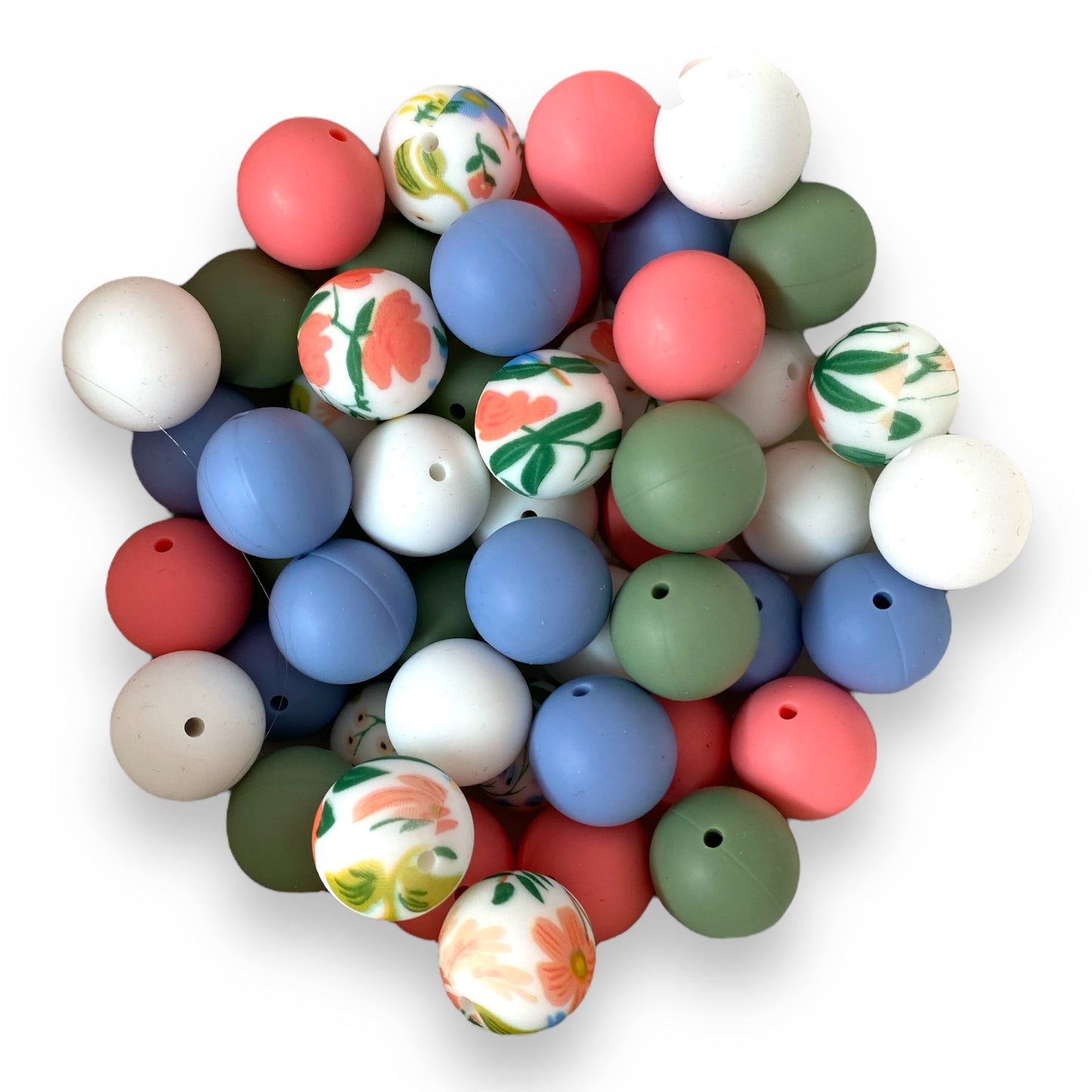 CK - 137 -  19mm "Lovely Floral" 50 Count  Silicone Bead Pack