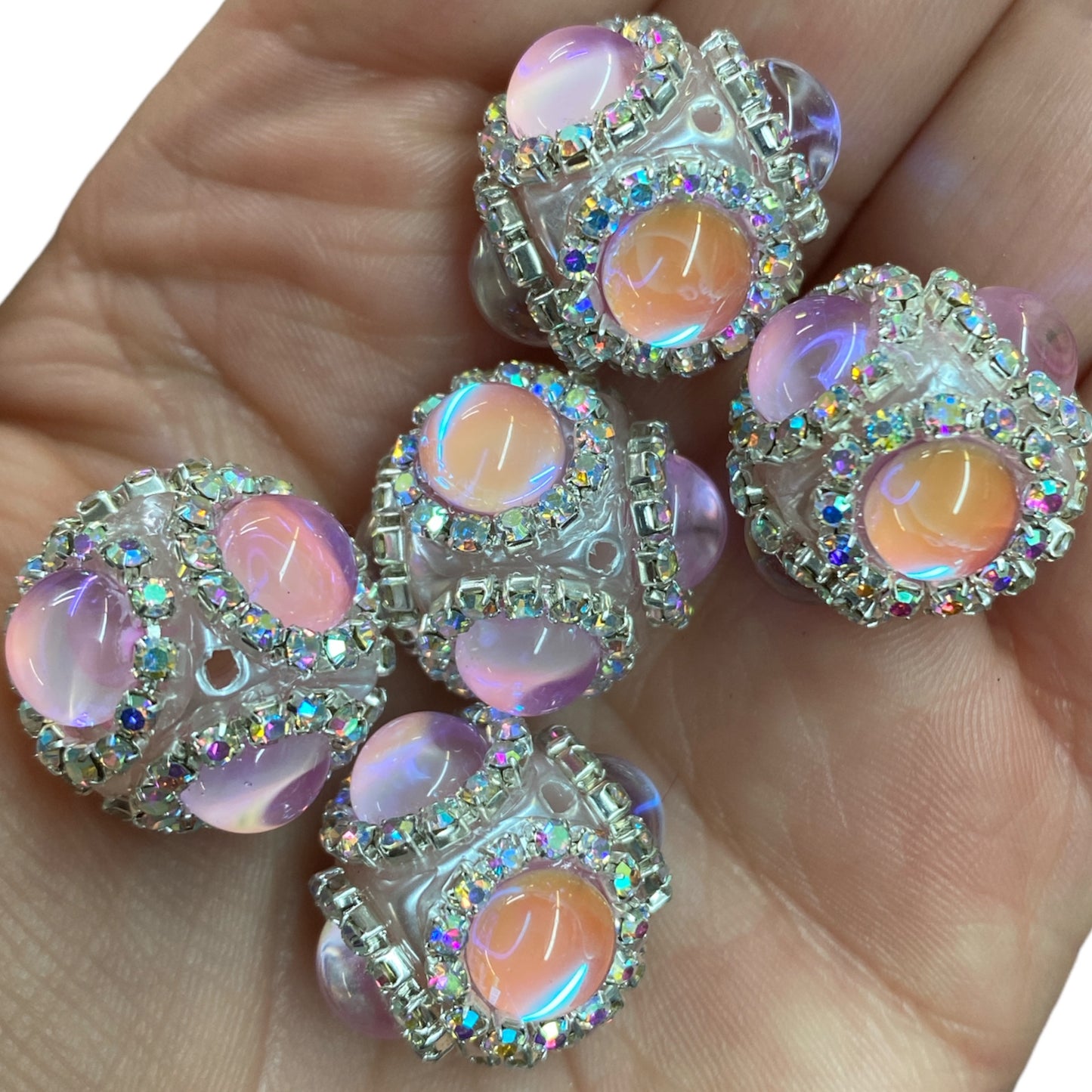 #370- Pink “Gypsy Rhinestone Bead