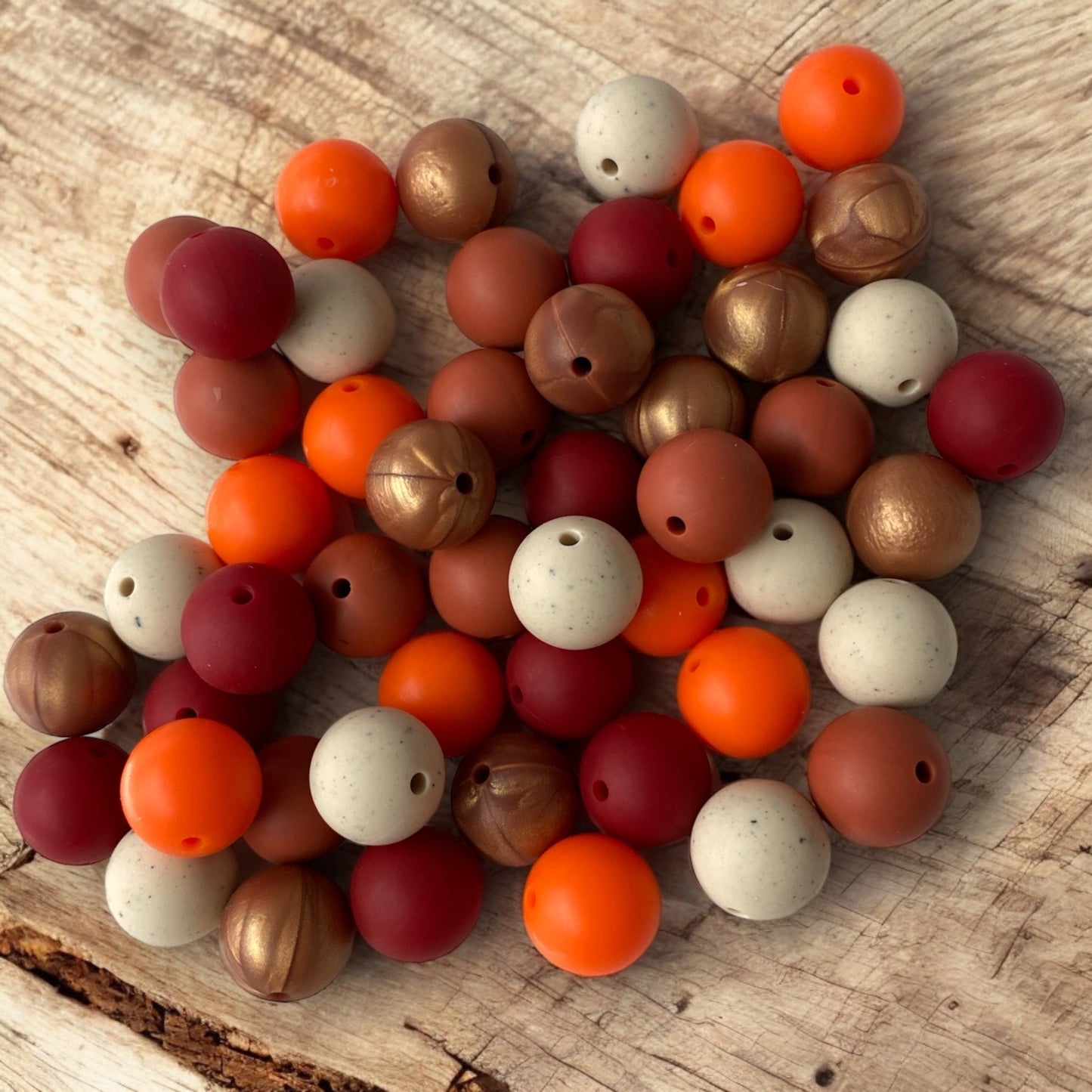 "Cinnamon Spice" 15mm Silicone 50 Count Bead Pack – Ideal for Beadable Pens & Keychains