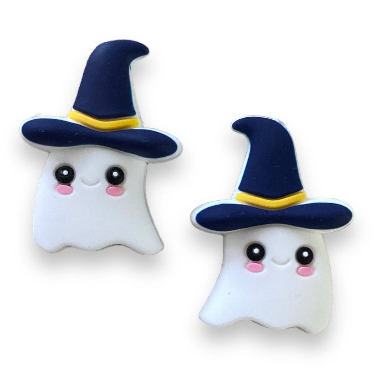 h834 - White Ghost Silicone Focal Beads (1 Count)