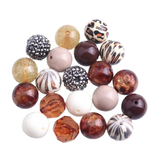 20-M82-20mm "Brown & Cream" (50 Count) Acrylic Bead Pack