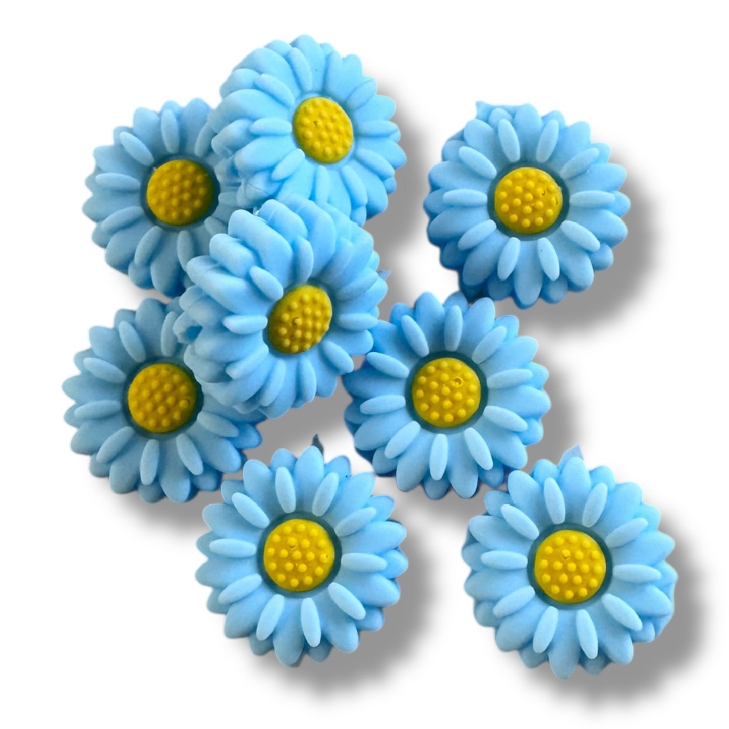 X213-  Blue (20mm) Flower Silicone Focal Bead for DIY Crafts (1 Count)