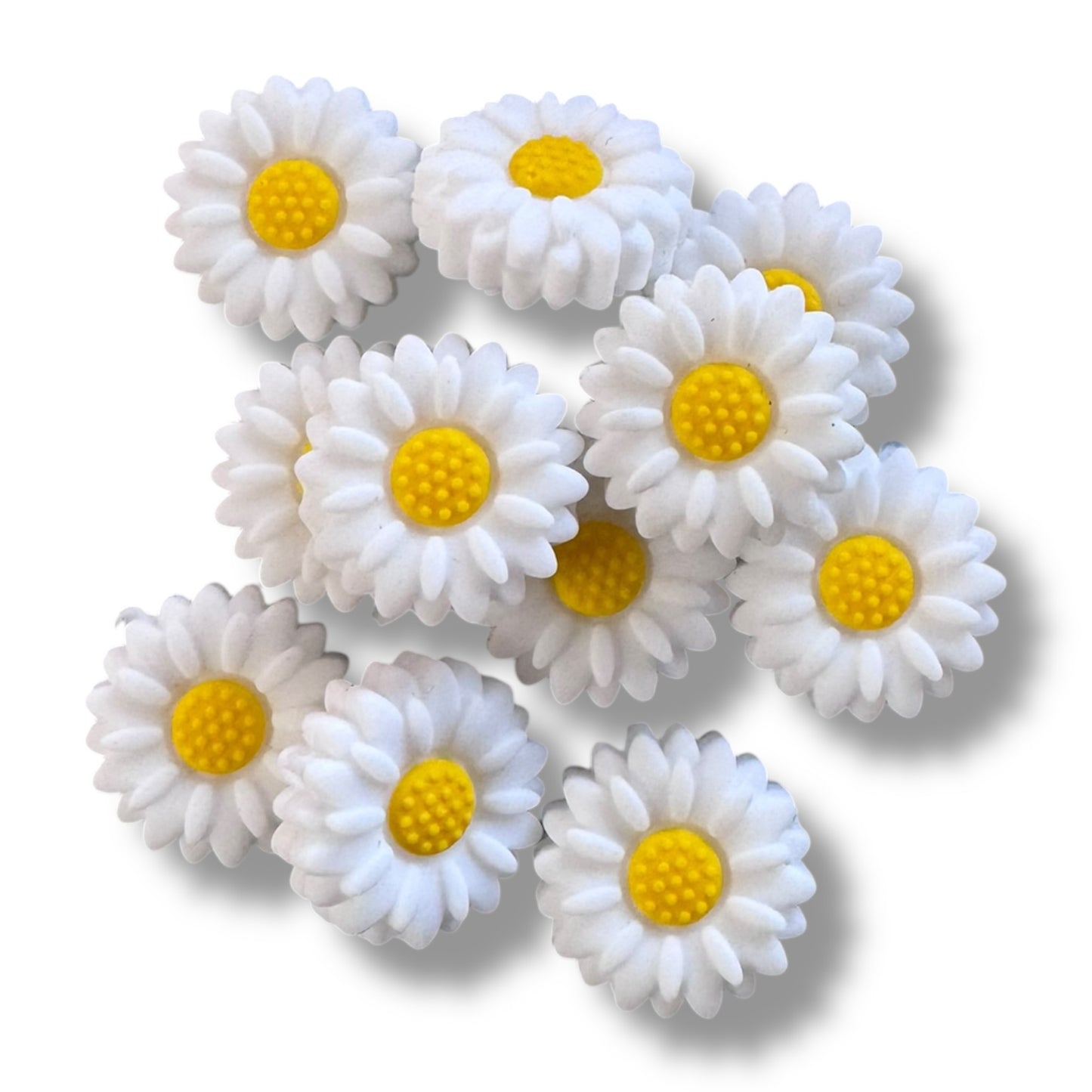 X186-  White (20mm) Flower Silicone Focal Bead for DIY Crafts (1 Count)