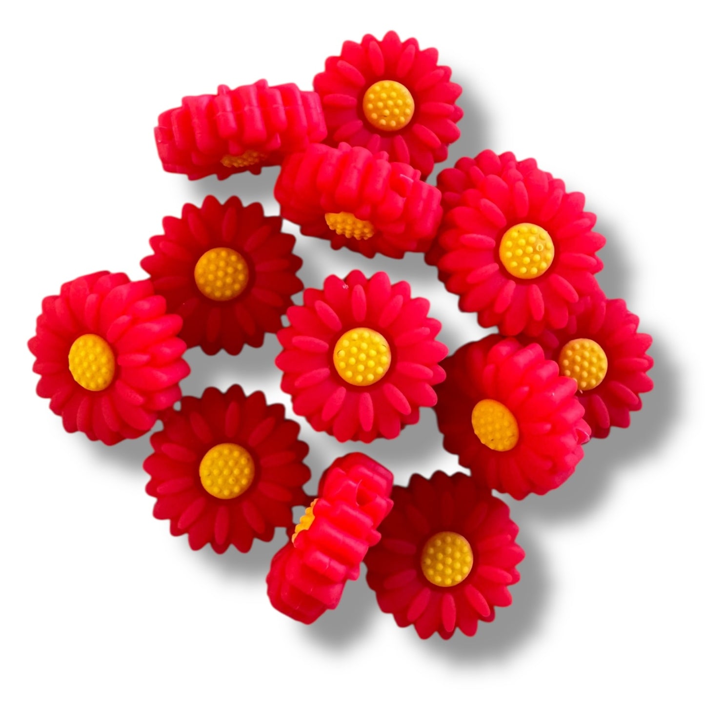 X194-  Red (20mm) Flower Silicone Focal Bead for DIY Crafts (1 Count)