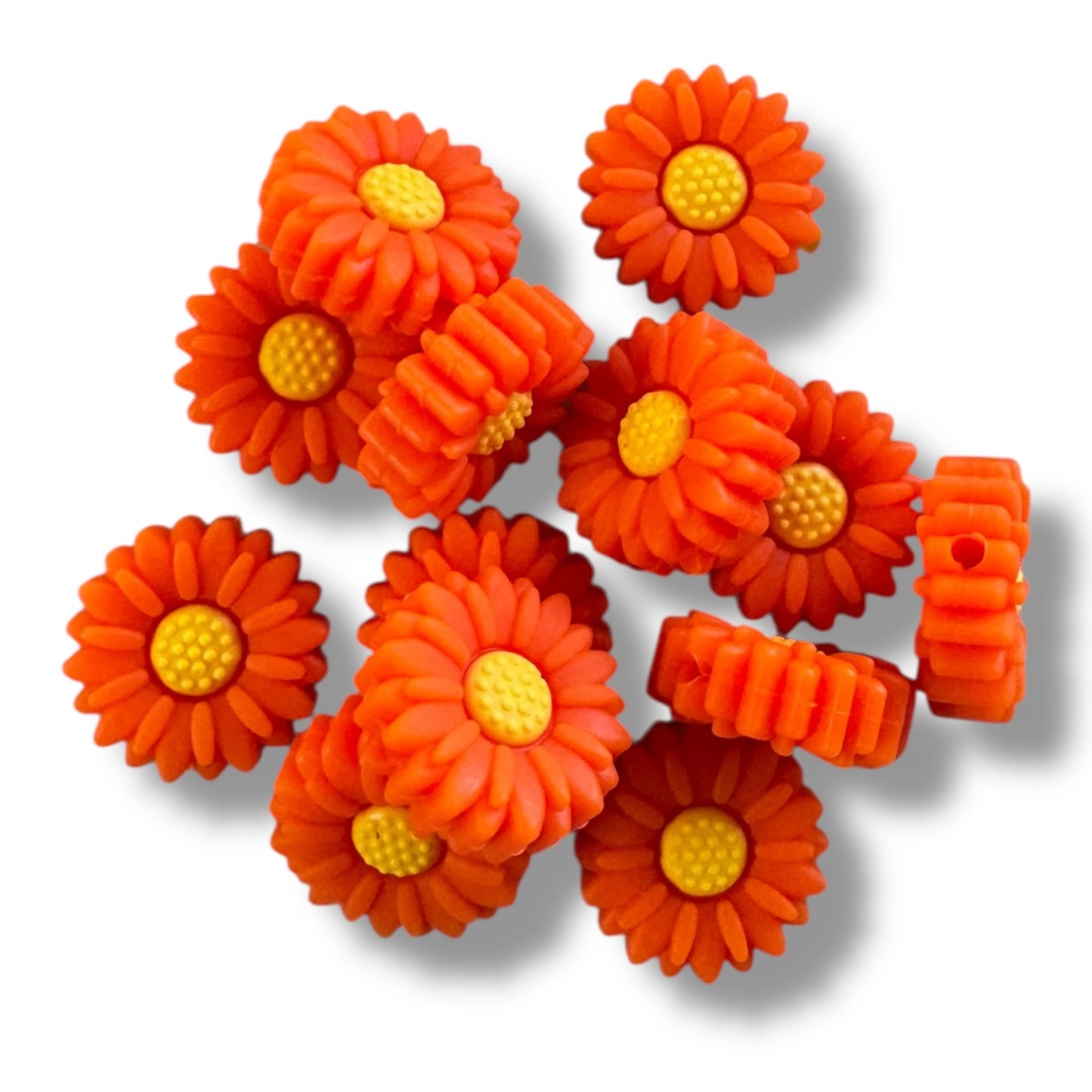 X185-  Orange (20mm) Flower Silicone Focal Bead for DIY Crafts (1 Count)