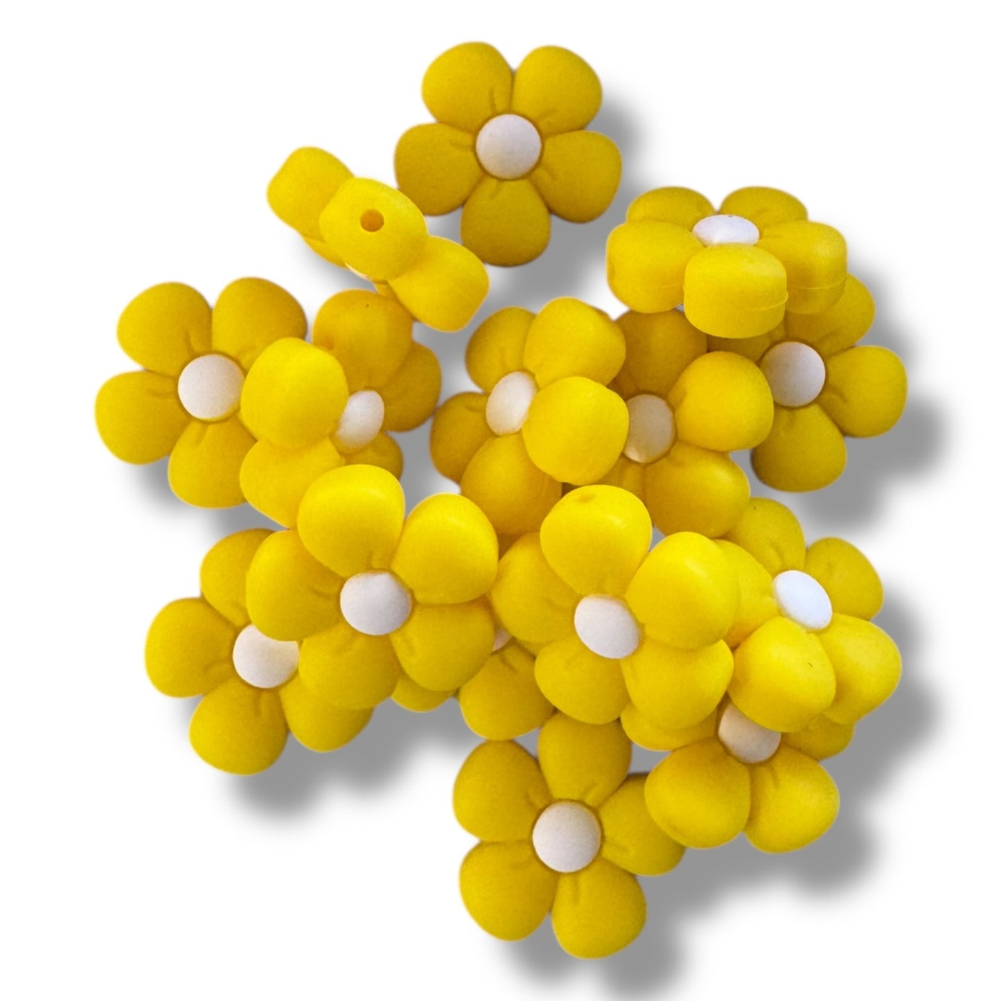 X162-  Yellow Flower Silicone Focal Bead for DIY Crafts (1 Count)