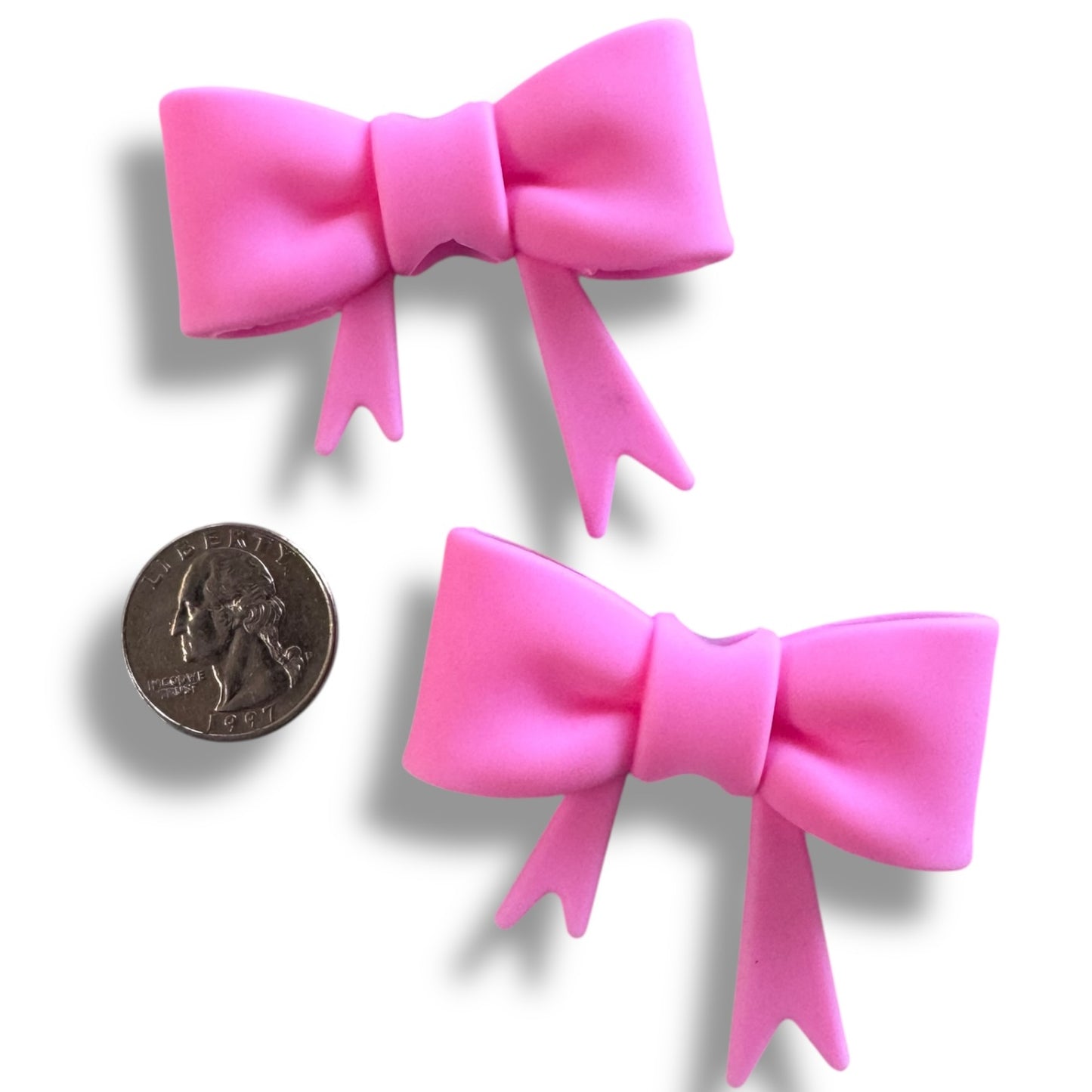 X115- "Dark Pink Bow"  Silicone Focal / Straw Topper (Large) (1 Count)