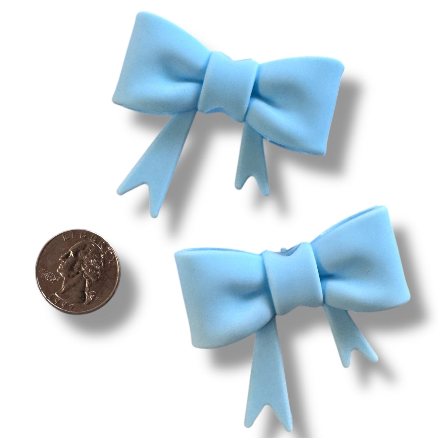 X113- "Light Blue Bow"  Silicone Focal/ Straw Topper (Large)  (1 Count)