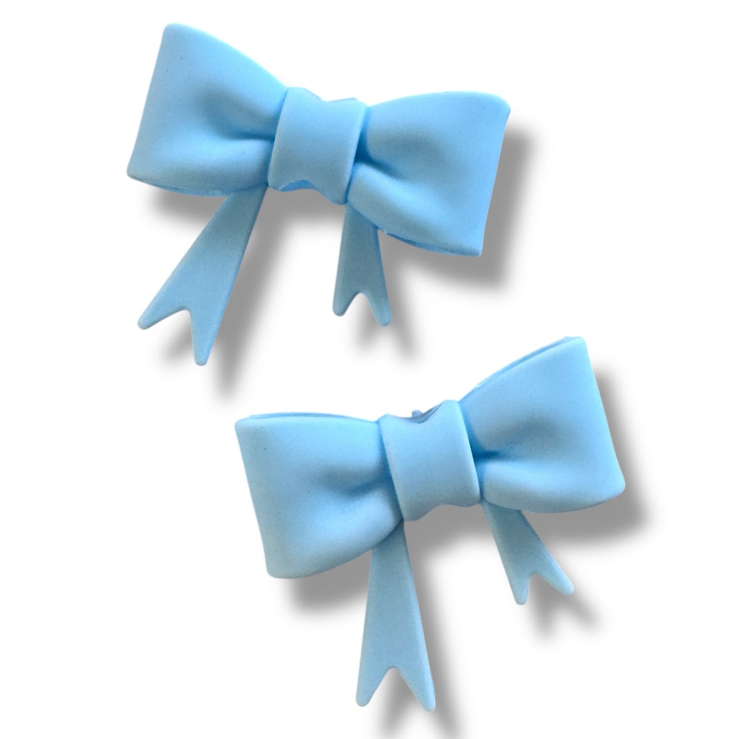 X113- "Light Blue Bow"  Silicone Focal/ Straw Topper (Large)  (1 Count)