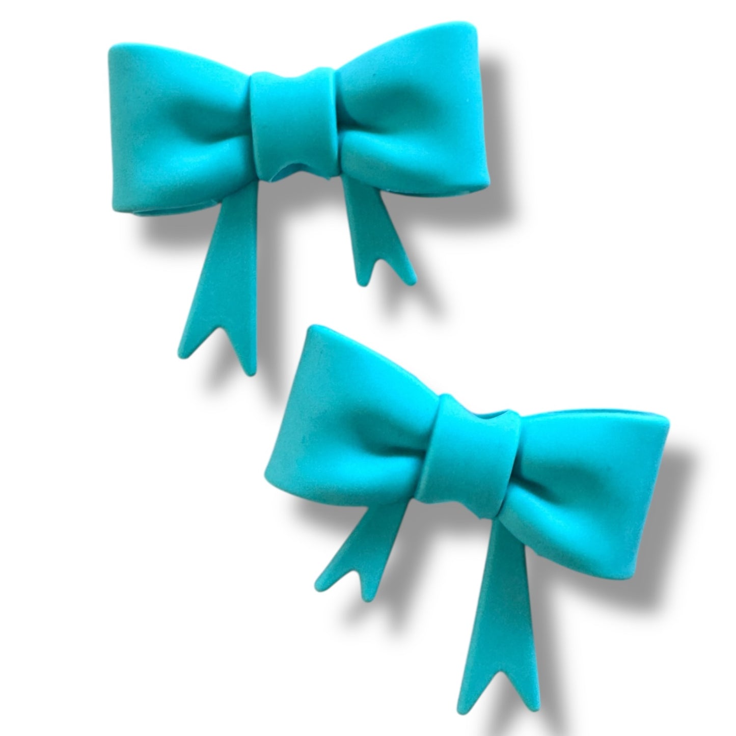 X109- "Aqua Bow"  Silicone Focal / Straw Topper (Large) (1 Count)