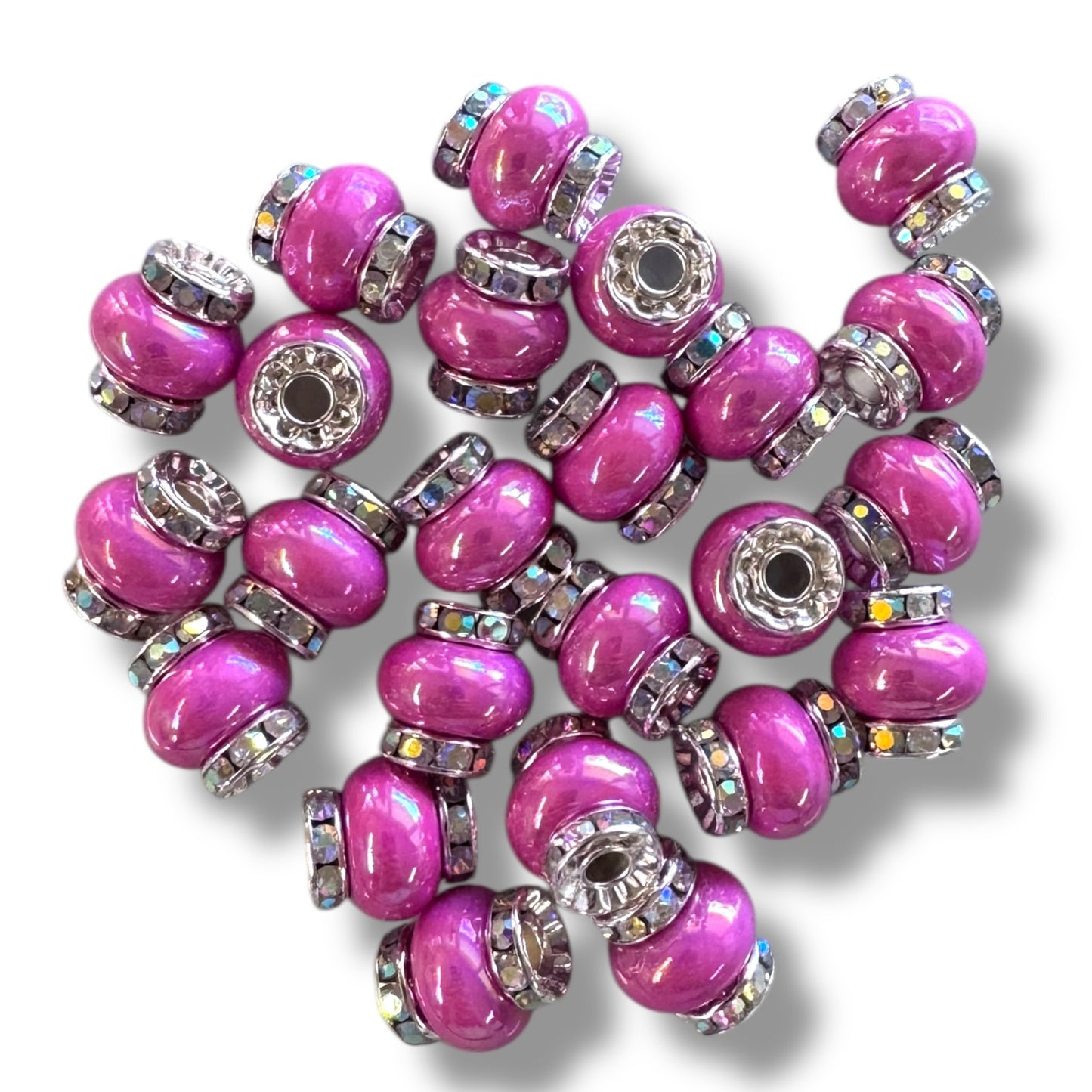 X313- Pink "Candy Halo" Acrylic (Spacer) Beads 14mm x 14mm (1 Count)