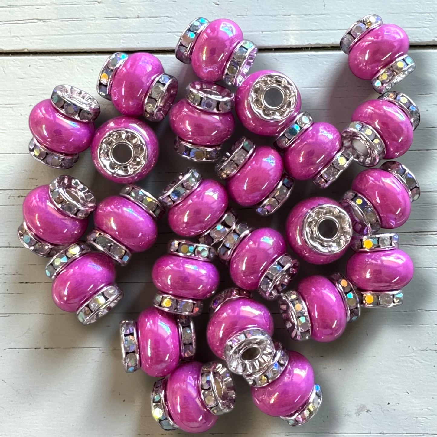 X313- Pink "Candy Halo" Acrylic (Spacer) Beads 14mm x 14mm (1 Count)