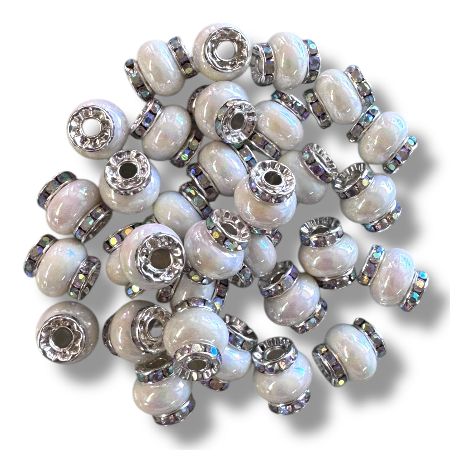 X315- White "Candy Halo" Acrylic (Spacer) Beads 14mm x 14mm (1 Count)