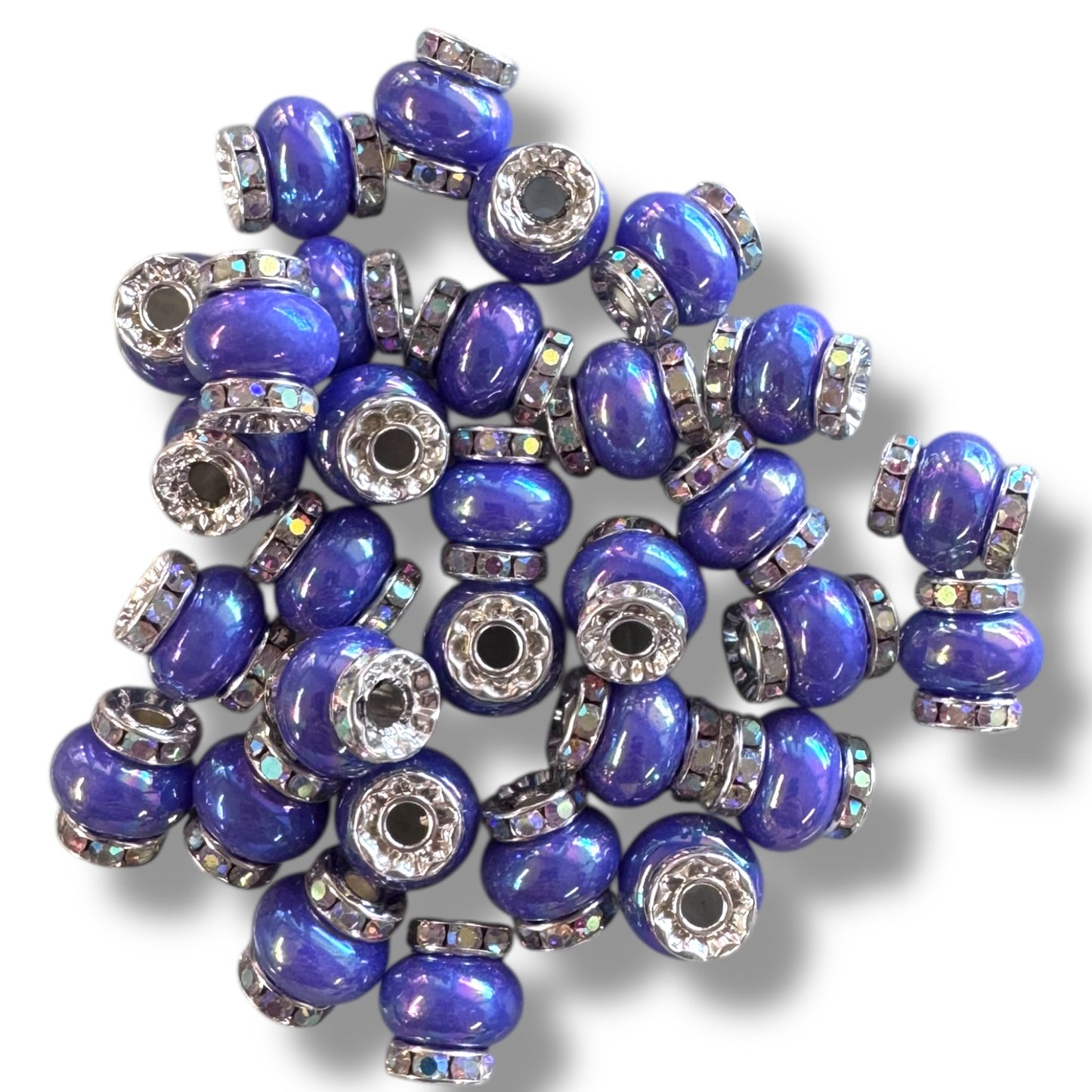 X317- Blue "Candy Halo" Acrylic (Spacer) Beads 14mm x 14mm (1 Count)