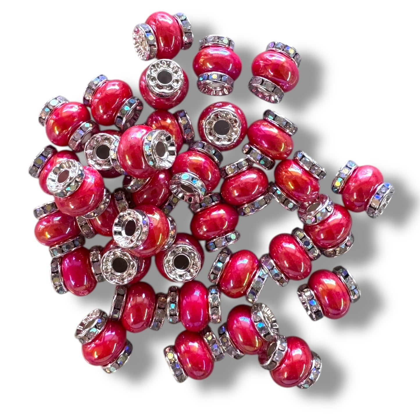 X316- Red "Candy Halo" Acrylic (Spacer) Beads 14mm x 14mm (1 Count)