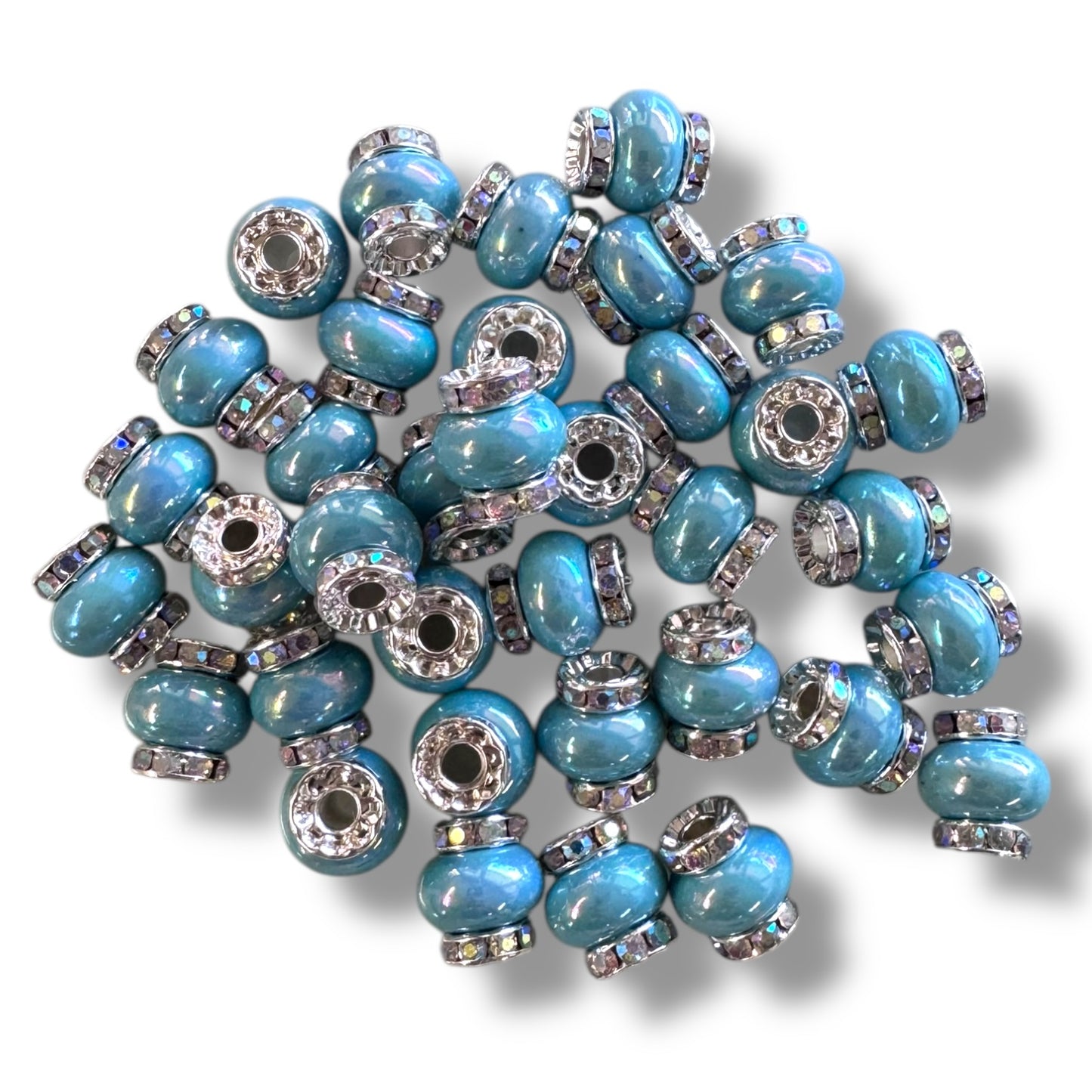 X312- Lake Blue "Candy Halo" Acrylic (Spacer) Beads 14mm x 14mm (1 Count)