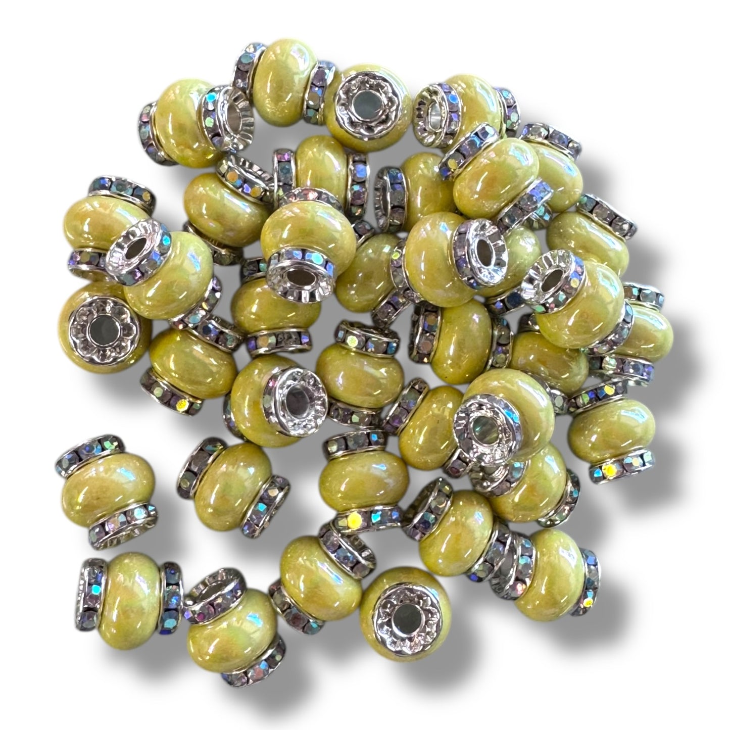 X314- Yellow "Candy Halo" Acrylic (Spacer) Beads 14mm x 14mm (1 Count)