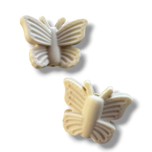 X188-  Cream Butterfly Silicone Focal Bead for DIY Crafts (1 Count)