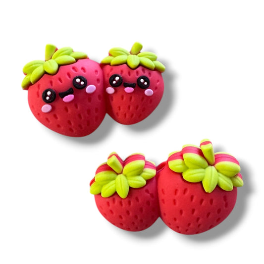 X101- "Strawberries" 3D Silicone Focal Bead for DIY Crafts (1 Count)