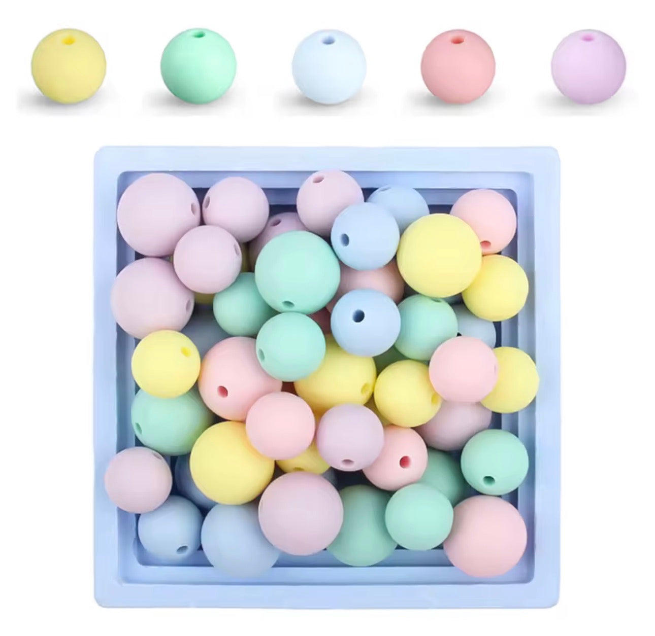 "Dreamy Pastel" 15mm Silicone 50 Count Bead Pack – Ideal for Beadable Pens & Keychains
