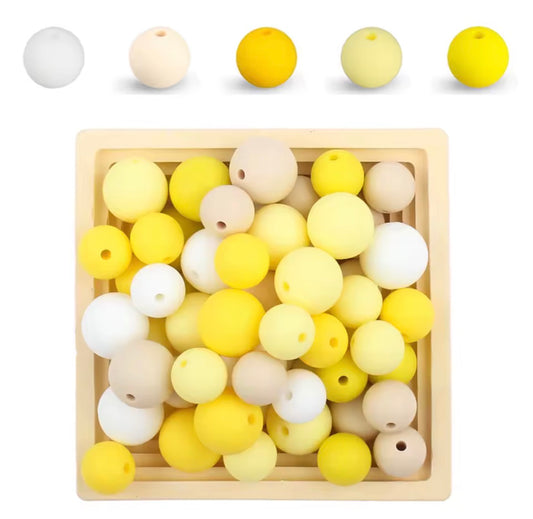 "Lemon Drop" 15mm Silicone 50 Count Bead Pack