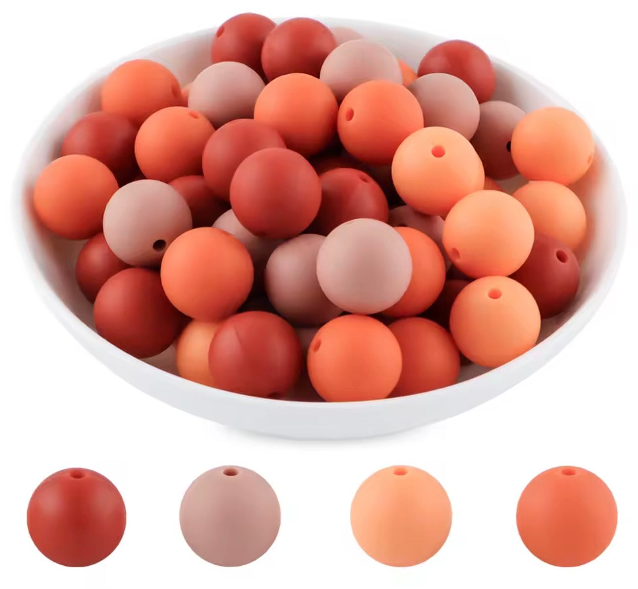 "Coral Crush" 15mm Silicone 60 Count Bead Pack – Ideal for Beadable Pens & Keychains