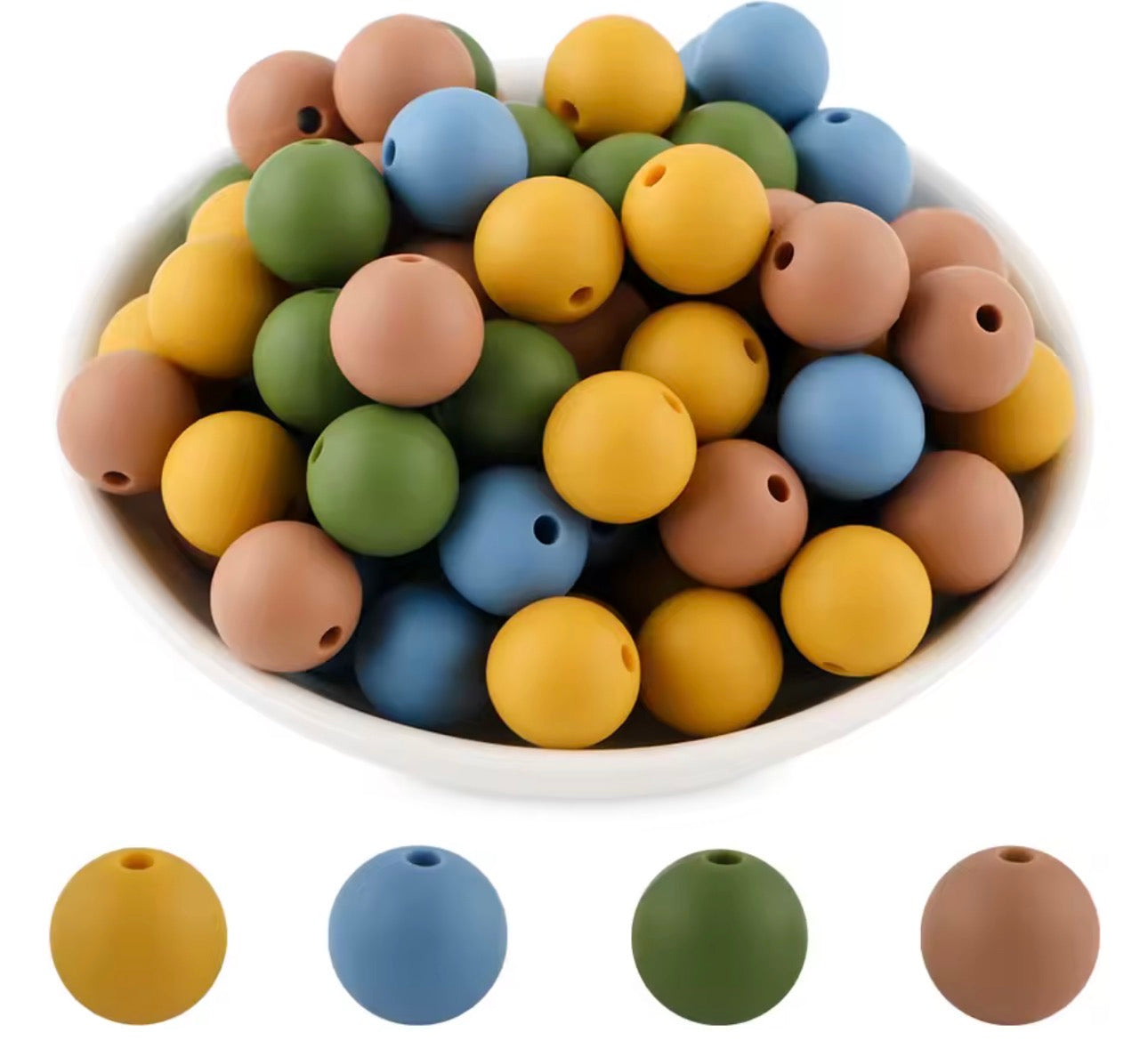 "Boho Harvest" 15mm Silicone 60 Count Bead Pack – Ideal for Beadable Pens & Keychains