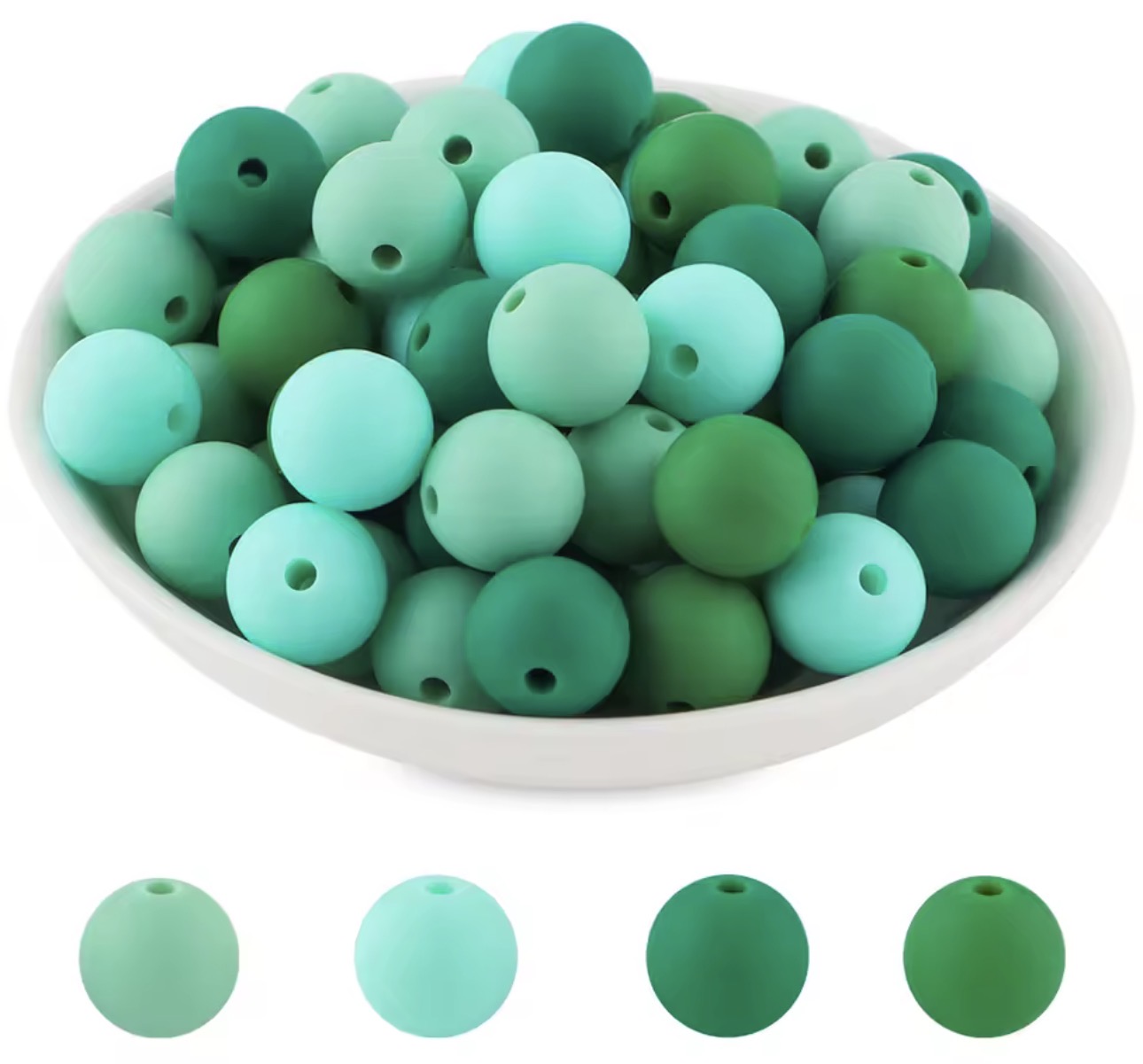 "Emerald City" 15mm Silicone 60 Count Bead Pack– Ideal for Beadable Pens & Keychains