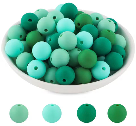 "Emerald City" 15mm Silicone 60 Count Bead Pack