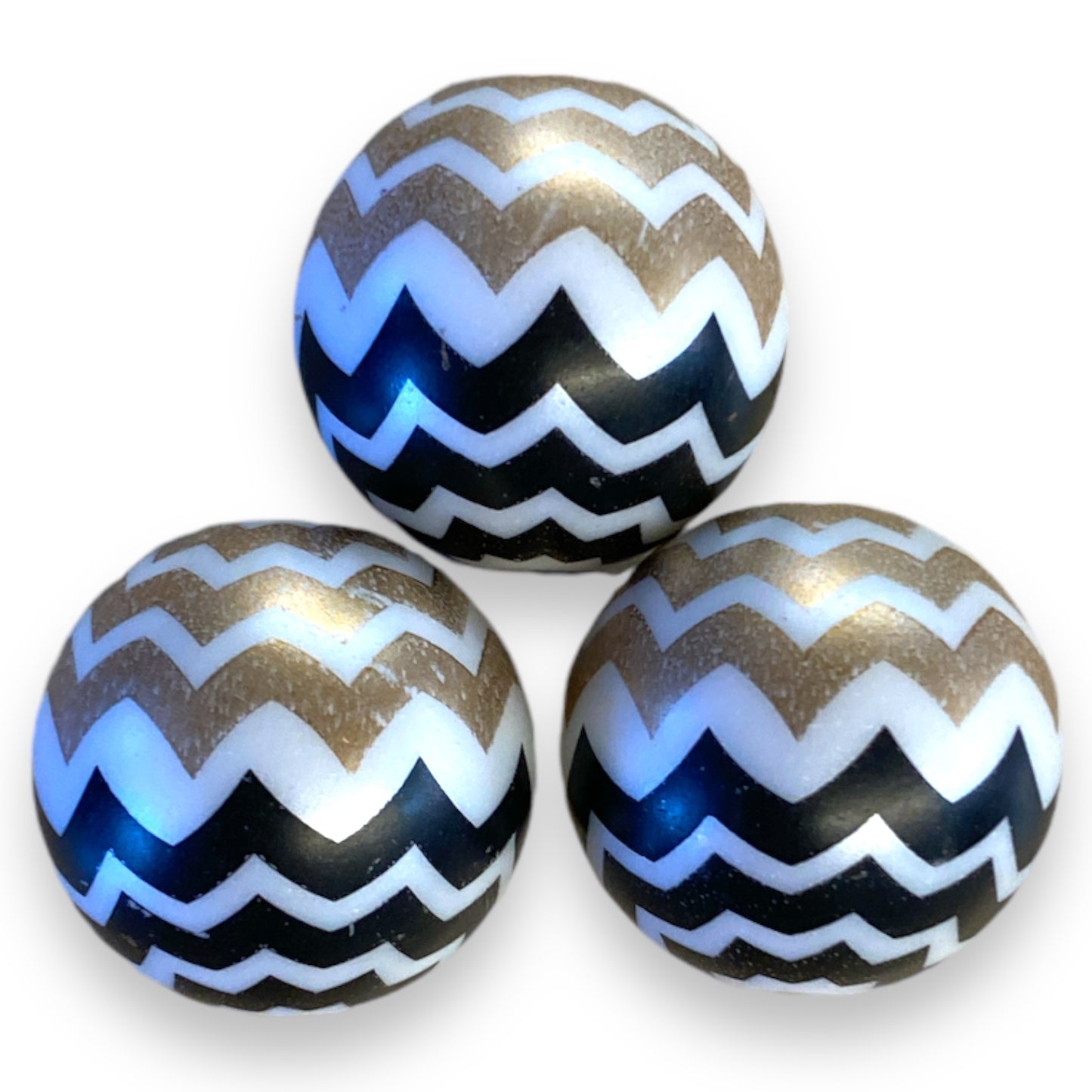 Z/73- 20mm Gold & Black Chevron (5 Count) Acrylic Beads