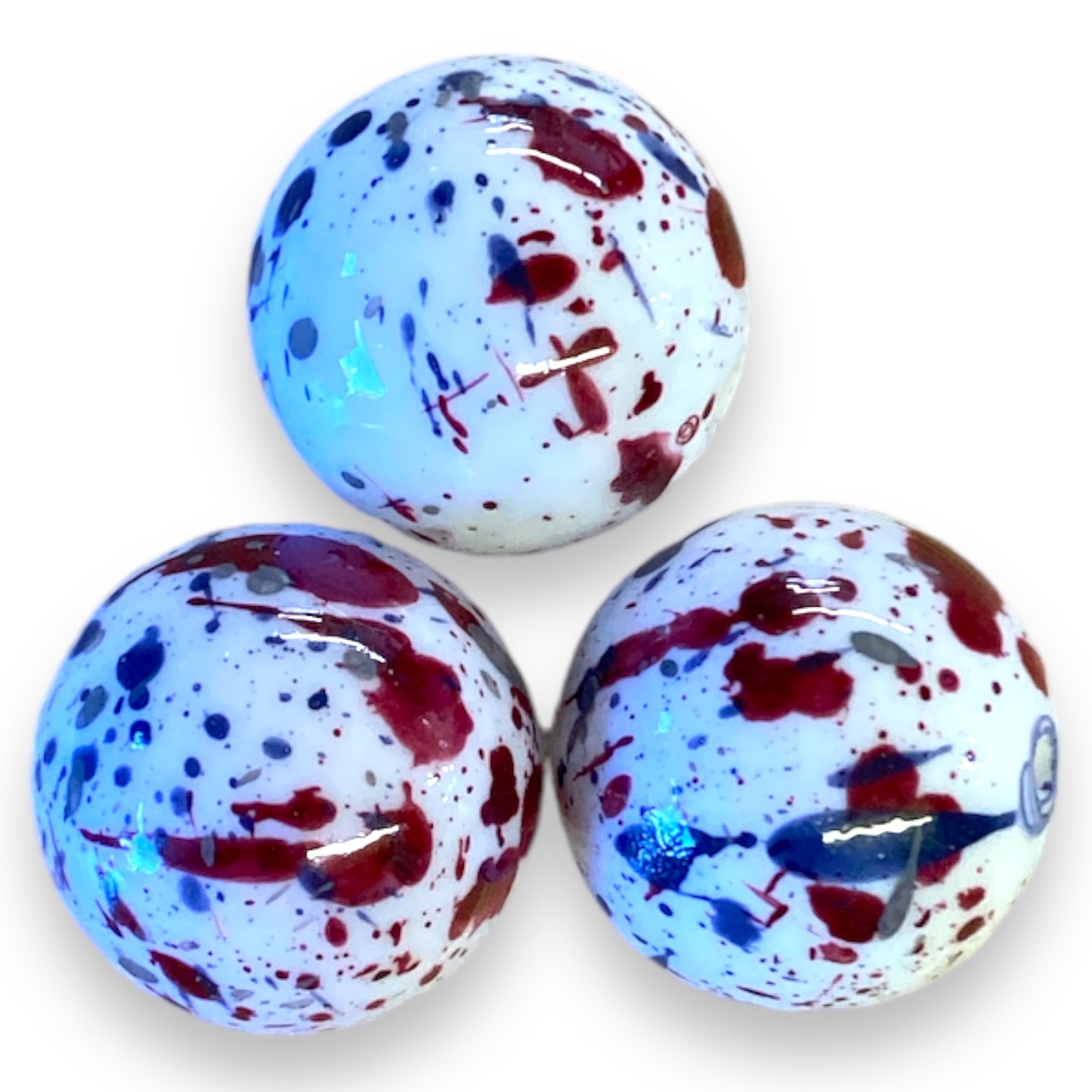 Z/60- 20mm Red/Gray/Navy Splatter (1 Count) Acrylic Beads