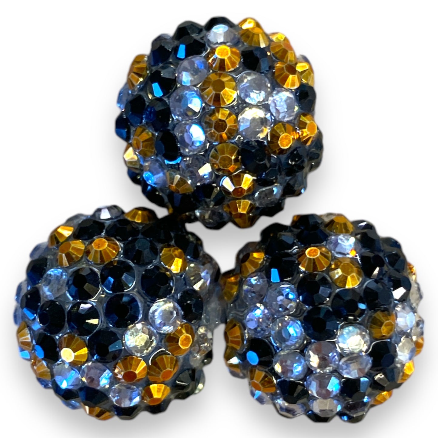 Z/96- 20mm Black, Gold, & Silver AB Confetti (5 Count) Acrylic Rhinestone Beads