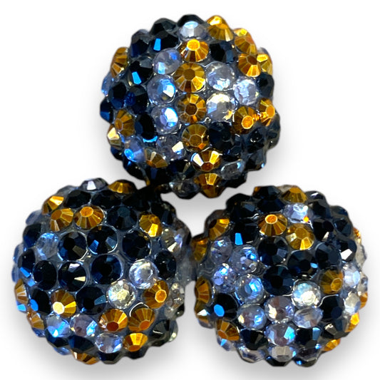 Z/96- 20mm Black, Gold, & Silver AB Confetti (5 Count) Acrylic Rhinestone Beads