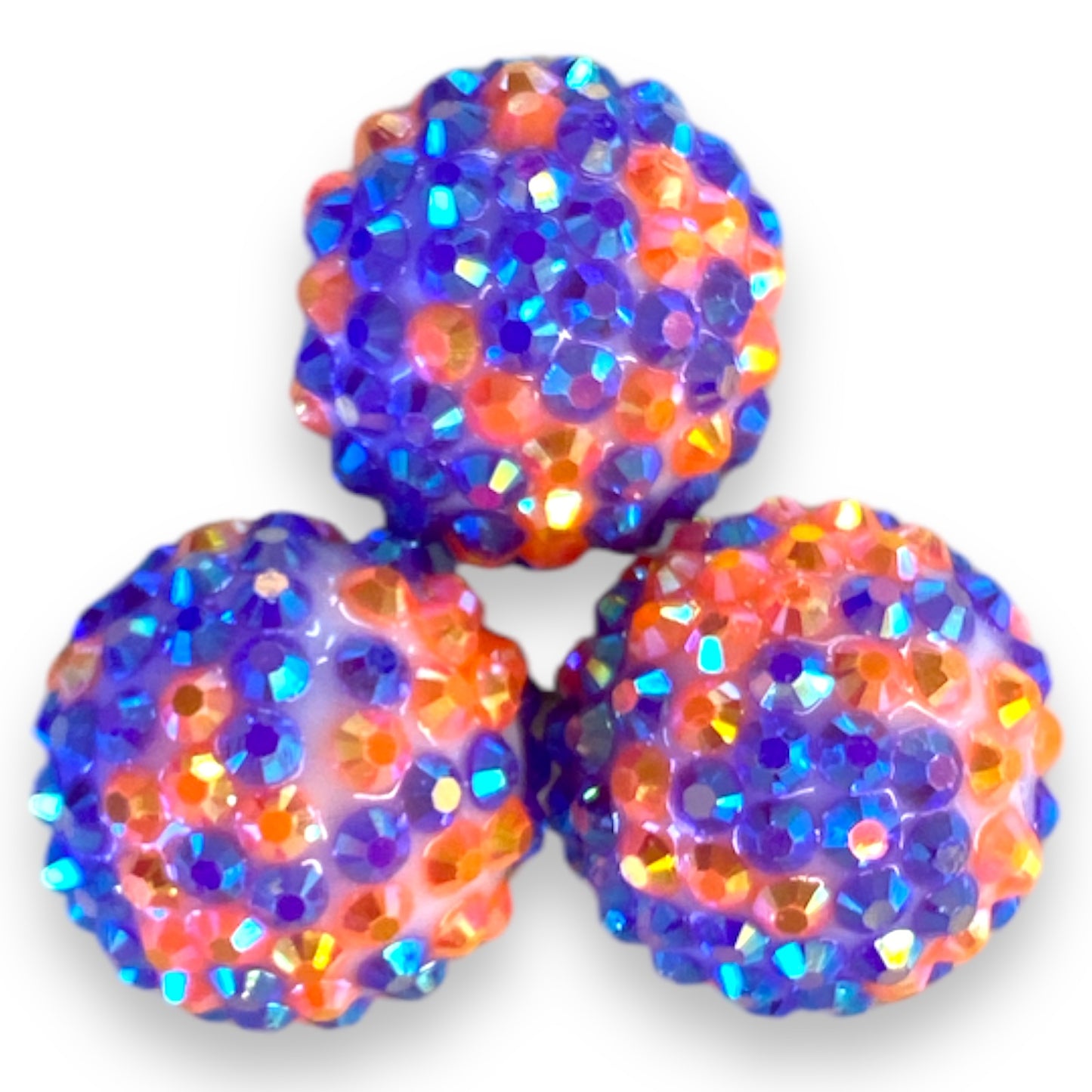 Z/95- 20mm Purple & Orange AB Confetti (1 Count) Acrylic Rhinestone Beads