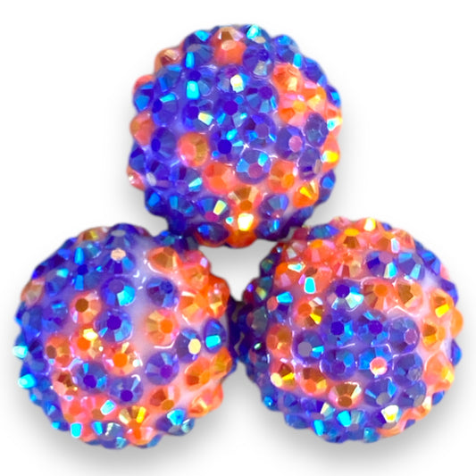 Z/95- 20mm Purple & Orange AB Confetti (5 Count) Acrylic Rhinestone Beads