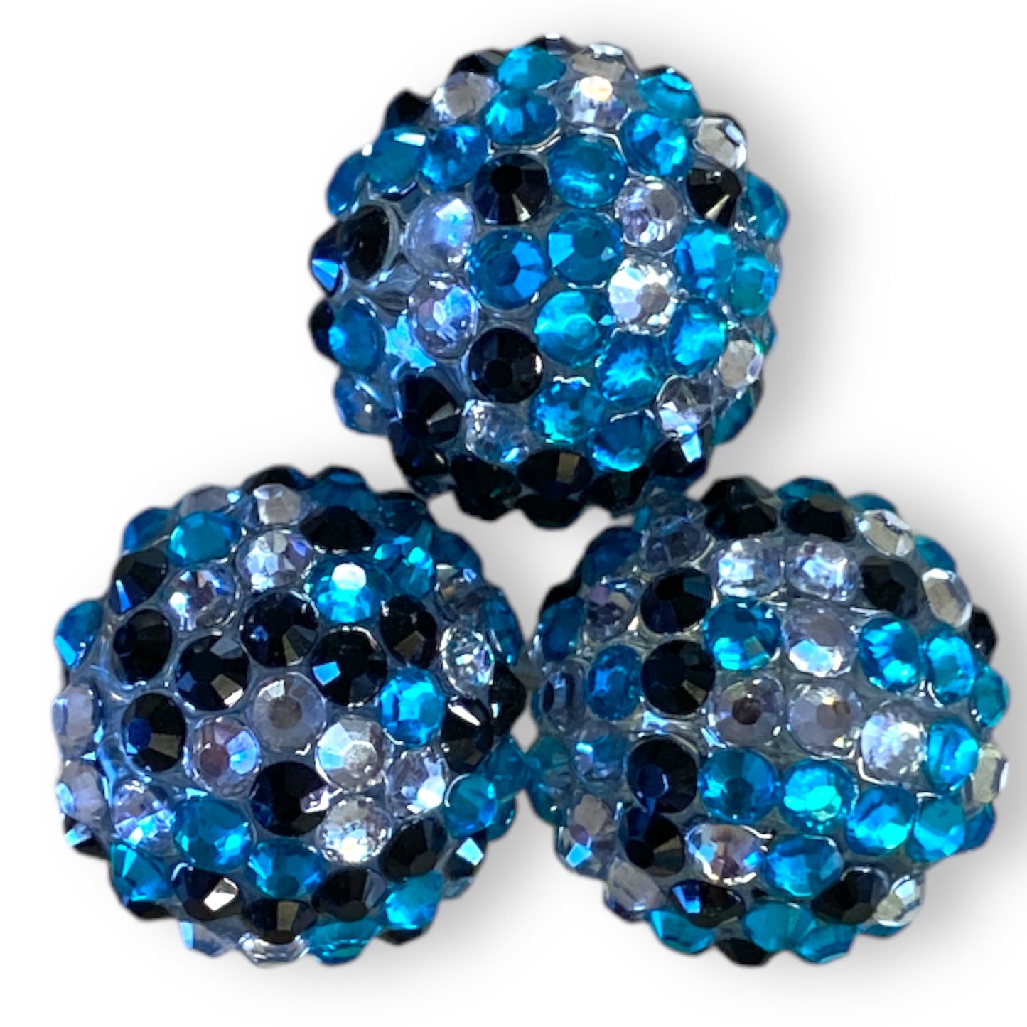 Z/91- 20mm Teal, Silver, & Black Confetti (5 Count) Acrylic Rhinestone Beads