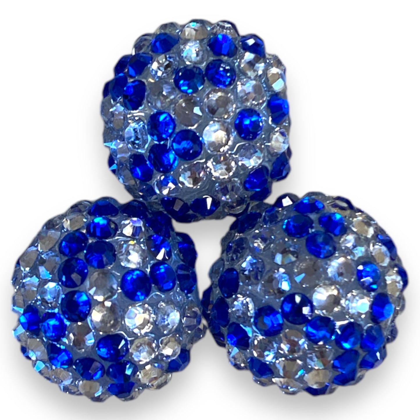 Z/102- 20mm Blue & Silver Confetti (5 Count) Acrylic Rhinestone Beads