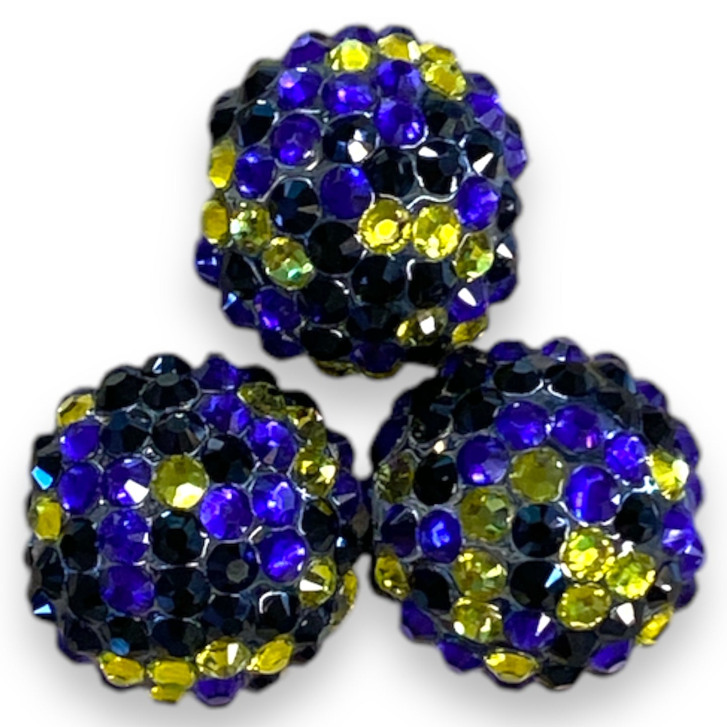 Z/104- 20mm Yellow, Purple, & Black Confetti (5 Count) Acrylic Rhinestone Beads