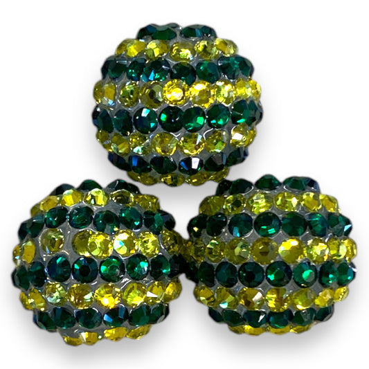 Z/90- 20mm Green & Yellow (5 Count) Acrylic Rhinestone Beads