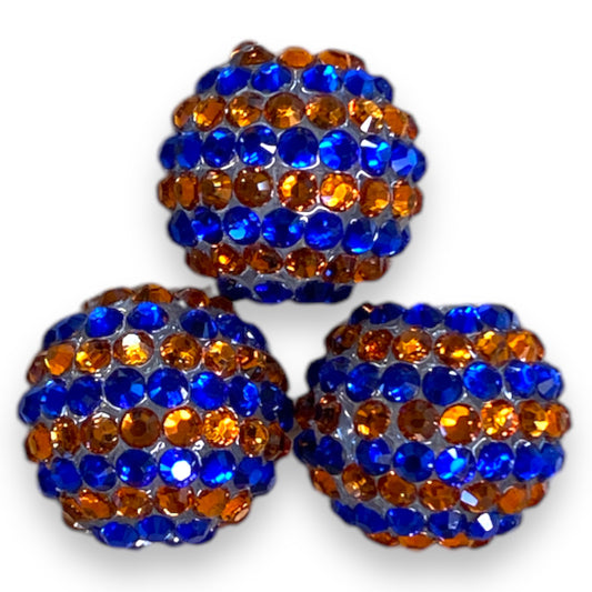 Z/97- 20mm Blue & Orange (5 Count) Acrylic Rhinestone Beads