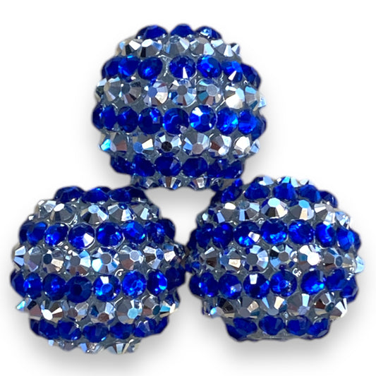 Z/94- 20mm Blue & Silver (5 Count) Acrylic Rhinestone Beads