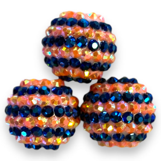 Z/81- 20mm Black & Orange AB (5 Count) Acrylic Rhinestone Beads