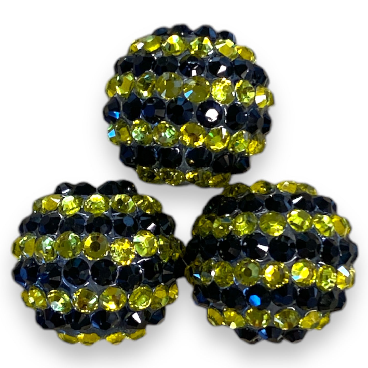 Z/105- 20mm Black & Yellow (5 Count) Acrylic Rhinestone Beads